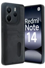 Uray store Xiaomi Redmi Note 14 4G Kılıf Sara Kartvizitli Deri Kılıf - Siyah
