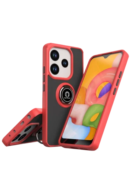 Uray store Xiaomi Redmi Note 14 4G Montreal Yüzüklü Silikon Kapak - Kırmızı