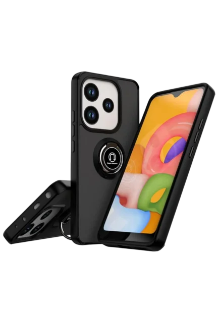 Uray store Xiaomi Redmi Note 14 4G Montreal Yüzüklü Silikon Kapak - Siyah