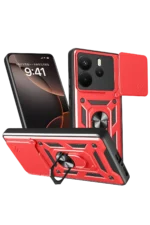 Uray store Xiaomi Redmi Note 14 4G Pars Lens Yüzüklü Silikon - Kırmızı