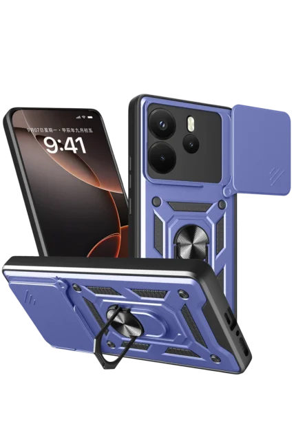Uray store Xiaomi Redmi Note 14 4G Pars Lens Yüzüklü Silikon - Lacivert