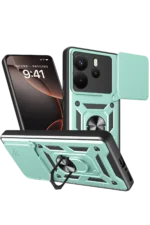 Uray store Xiaomi Redmi Note 14 4G Pars Lens Yüzüklü Silikon - Yeşil