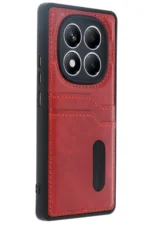 Uray store Xiaomi Redmi Note 14 Pro 4G Kılıf Sara Kartvizitli Deri Kılıf - Kırmızı - Görsel 2