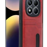 Uray store Xiaomi Redmi Note 14 Pro 4G Kılıf Sara Kartvizitli Deri Kılıf - Kırmızı