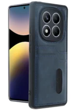 Uray store Xiaomi Redmi Note 14 Pro 4G Kılıf Sara Kartvizitli Deri Kılıf - Lacivert