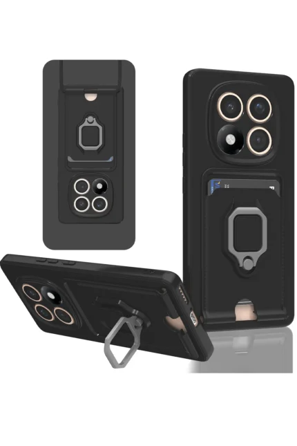 Uray store Xiaomi Redmi Note 14 Pro 4G Kılıf Zuma Kartvizitli Yüzüklü Silikon - Siyah