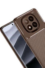 Uray store Xiaomi Redmi Note 14 Pro Plus Kılıf Auto Focus Karbon Kapak - Kahverengi - Görsel 2