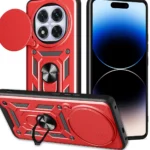 Uray store Xiaomi Redmi Note 14 Pro Plus Kılıf Pars Lens Yüzüklü Silikon - Kırmızı