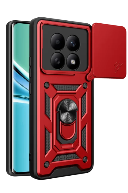 Uray store Xiaomi Redmi Note 15 4G Pars Lens Yüzüklü Silikon - Kırmızı