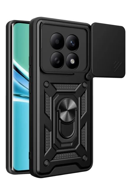 Uray store Xiaomi Redmi Note 15 4G Pars Lens Yüzüklü Silikon - Siyah