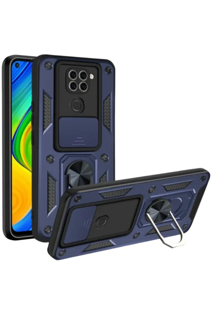 Uray store Xiaomi Redmi Note 9 4G Kılıf Pars Lens Yüzüklü Silikon - Lacivert