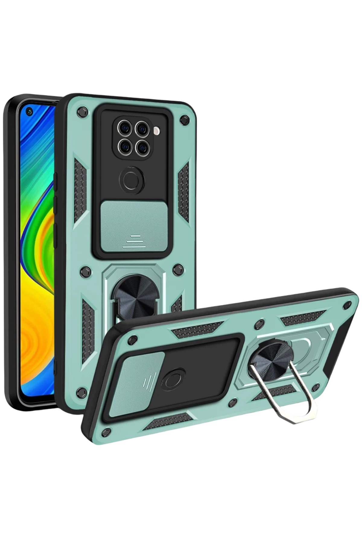 newface-xiaomi-redmi-note-9-4g-kilif-pars-lens-yuzuklu-silikon-yesil-default Uray store Xiaomi Redmi Note 9 4G Kılıf Pars Lens Yüzüklü Silikon - Yeşil - Görsel 1