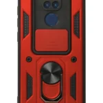 Uray store Xiaomi Redmi Note 9 Kılıf Pars Lens Yüzüklü Silikon - Kırmızı