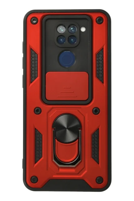 Uray store Xiaomi Redmi Note 9 Kılıf Pars Lens Yüzüklü Silikon - Kırmızı