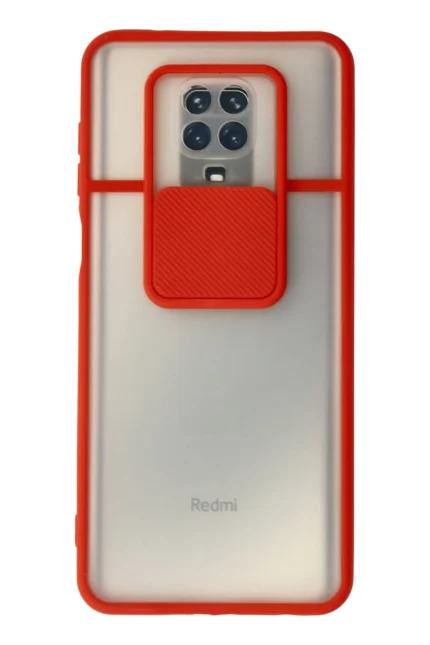 Uray store Xiaomi Redmi Note 9 Pro Kılıf Palm Buzlu Kamera Sürgülü Silikon - Kırmızı