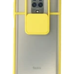 Uray store Xiaomi Redmi Note 9 Pro Kılıf Palm Buzlu Kamera Sürgülü Silikon - Sarı