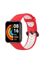 Uray store Xiaomi Redmi Watch 2 Spor Delikli Kordon - Kırmızı-Beyaz