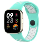 Uray store Xiaomi Redmi Watch 3 Spor Delikli Kordon - Turkuaz-Beyaz