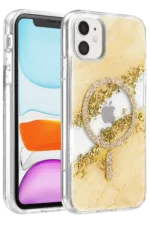 Onegif Apple iPhone 11 Lotus Simli Magsafe Kapak - Gümüş