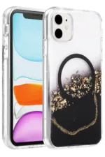 Onegif Apple iPhone 11 Lotus Simli Magsafe Kapak - Siyah