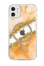 Onegif Apple iPhone 11 Lotus Simli Magsafe Kapak - Turuncu - Görsel 3