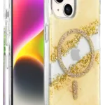 Onegif Apple iPhone 14 Lotus Simli Magsafe Kapak - Gümüş