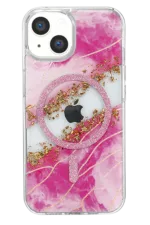 Onegif Apple iPhone 14 Lotus Simli Magsafe Kapak - Pembe - Görsel 3