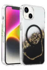 Onegif Apple iPhone 14 Lotus Simli Magsafe Kapak - Siyah