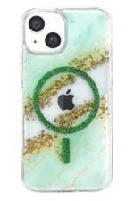 Onegif Apple iPhone 14 Lotus Simli Magsafe Kapak - Yeşil - Görsel 2