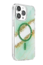 Onegif Apple iPhone 14 Pro Max Lotus Simli Magsafe Kapak - Yeşil - Görsel 2