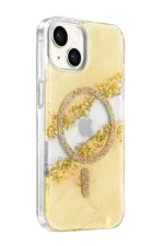 Onegif Apple iPhone 15 Lotus Simli Magsafe Kapak - Gümüş - Görsel 2