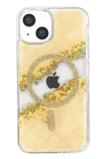 Onegif Apple iPhone 15 Lotus Simli Magsafe Kapak - Gümüş - Görsel 3