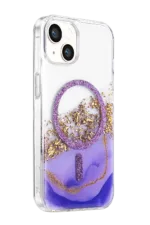 Onegif Apple iPhone 15 Lotus Simli Magsafe Kapak - Mor - Görsel 2