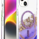Onegif Apple iPhone 15 Lotus Simli Magsafe Kapak - Mor