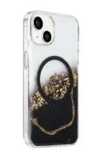 Onegif Apple iPhone 15 Lotus Simli Magsafe Kapak - Siyah - Görsel 2