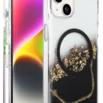 Onegif Apple iPhone 15 Lotus Simli Magsafe Kapak - Siyah