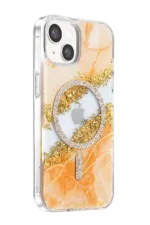 Onegif Apple iPhone 15 Lotus Simli Magsafe Kapak - Turuncu - Görsel 2