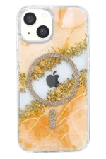 Onegif Apple iPhone 15 Lotus Simli Magsafe Kapak - Turuncu - Görsel 3