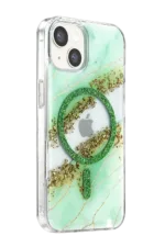 Onegif Apple iPhone 15 Lotus Simli Magsafe Kapak - Yeşil - Görsel 2