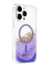 Onegif Apple iPhone 15 Pro Max Lotus Simli Magsafe Kapak - Mor - Görsel 2