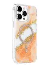 Onegif Apple iPhone 15 Pro Max Lotus Simli Magsafe Kapak - Turuncu - Görsel 2