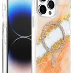 Onegif Apple iPhone 15 Pro Max Lotus Simli Magsafe Kapak - Turuncu