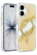 Onegif Apple iPhone 16 Lotus Simli Magsafe Kapak - Gümüş