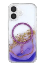 Onegif Apple iPhone 16 Lotus Simli Magsafe Kapak - Mor - Görsel 3