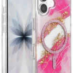 Onegif Apple iPhone 16 Lotus Simli Magsafe Kapak - Pembe