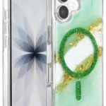 Onegif Apple iPhone 16 Lotus Simli Magsafe Kapak - Yeşil