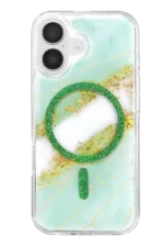 Onegif Apple iPhone 16 Lotus Simli Magsafe Kapak - Yeşil - Görsel 3