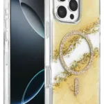 Onegif Apple iPhone 16 Pro Max Lotus Simli Magsafe Kapak - Gümüş