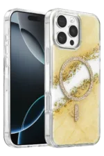Onegif Apple iPhone 16 Pro Max Lotus Simli Magsafe Kapak - Gümüş