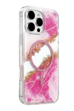 Onegif Apple iPhone 16 Pro Max Lotus Simli Magsafe Kapak - Pembe - Görsel 2